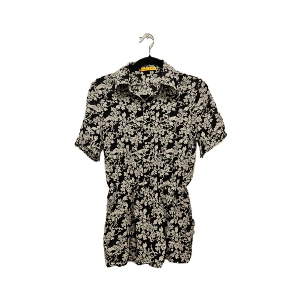 Alice + Olivia Floral Tunic in Black White Size XS